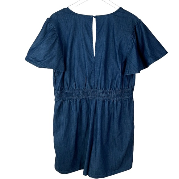 LANE BRYANT | Chambray Flutter-Sleeve Smocked-Waist Romper Women's 16 - Picture 5 of 8